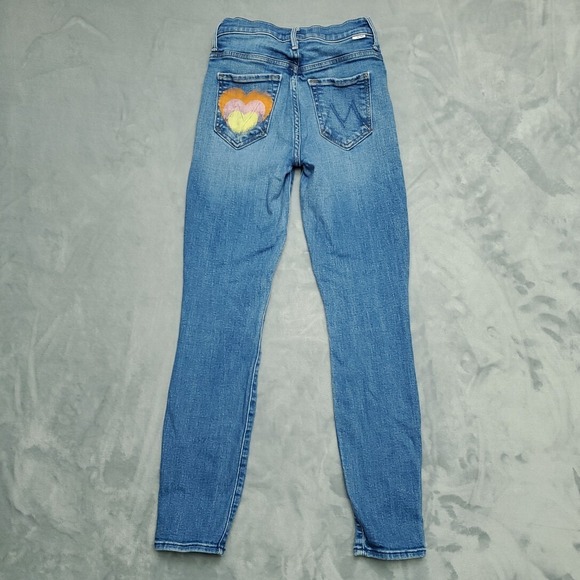 Miss Me Denim - Mother Jeans Womens 23Blue Denim Super Stunner Ankle Double Vision Heart Pocket